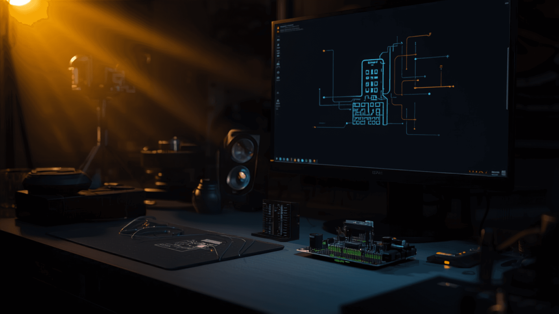 Engineering workspace with an embedded systems board